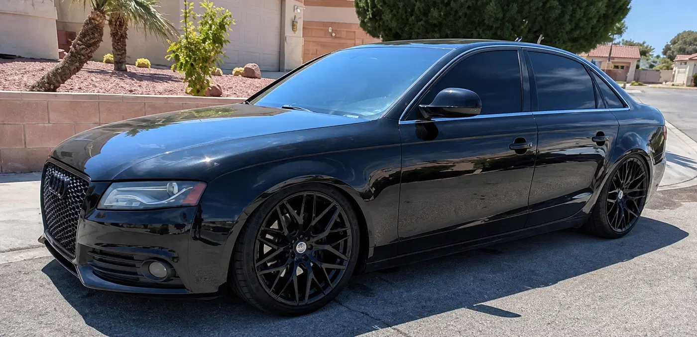 AI-generated view of a 2009 Audi A4 3.2 with Shift Spring wheels