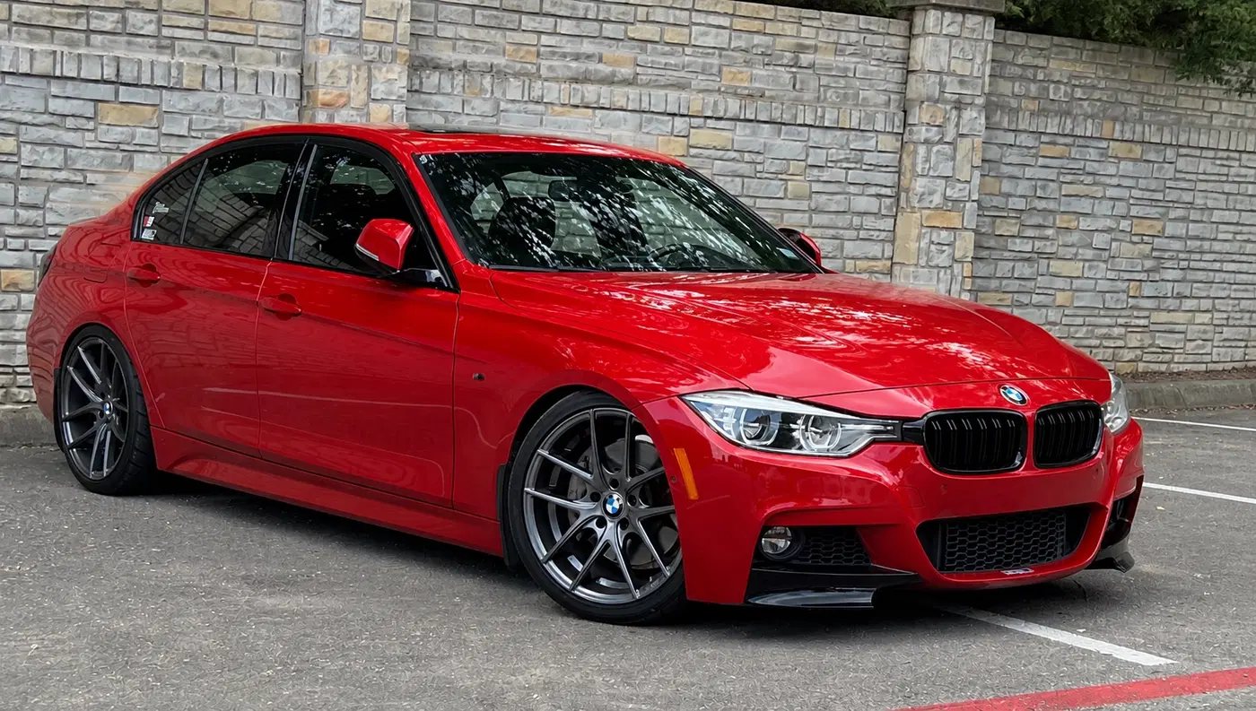 AI-generated view of a 2012 BMW 328i Sport Line with Niche Targa wheels