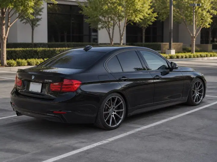 AI-generated view of a 2012 BMW 328i with Vossen VFS/1 wheels