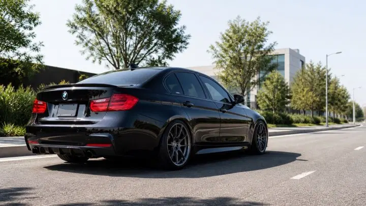 AI-generated view of a 2012 BMW 335i Sport with VMR V803 wheels