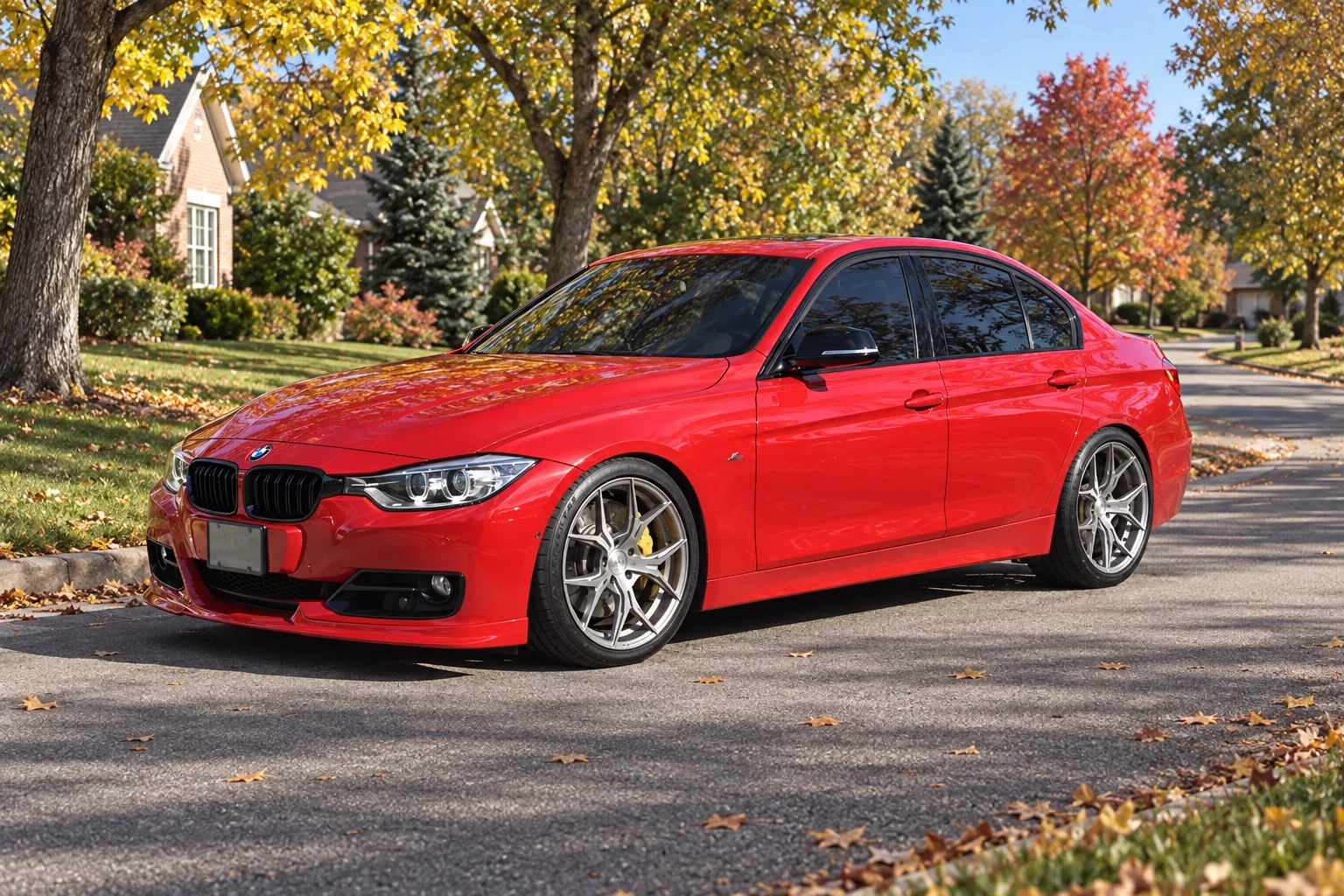 AI-generated view of a 2012 BMW 328i Sport Line with Rohana RFX5 wheels