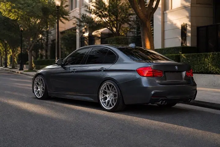 AI-generated view of a 2013 BMW 335i M Sport with HRE FF01 wheels