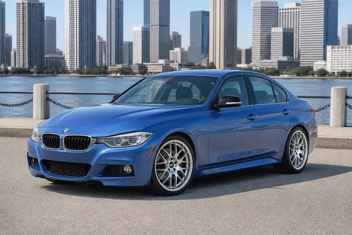 AI-generated view of a 2013 BMW 335i xDrive with VMR V721 wheels