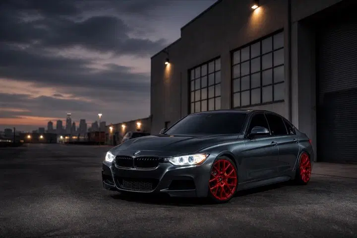 AI-generated view of a 2013 BMW 335i M Sport with VMR V810 wheels