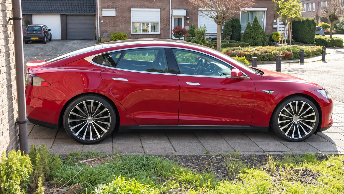AI-generated view of a 2013 Tesla Model S with Borbet BLX wheels