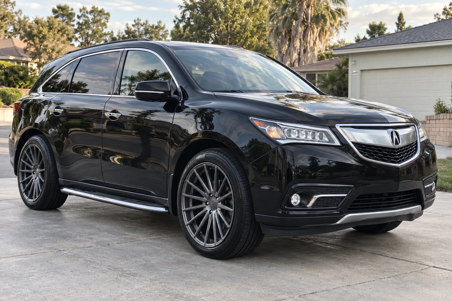 AI-generated view of a 2015 Acura MDX with Vossen VFS-2 wheels