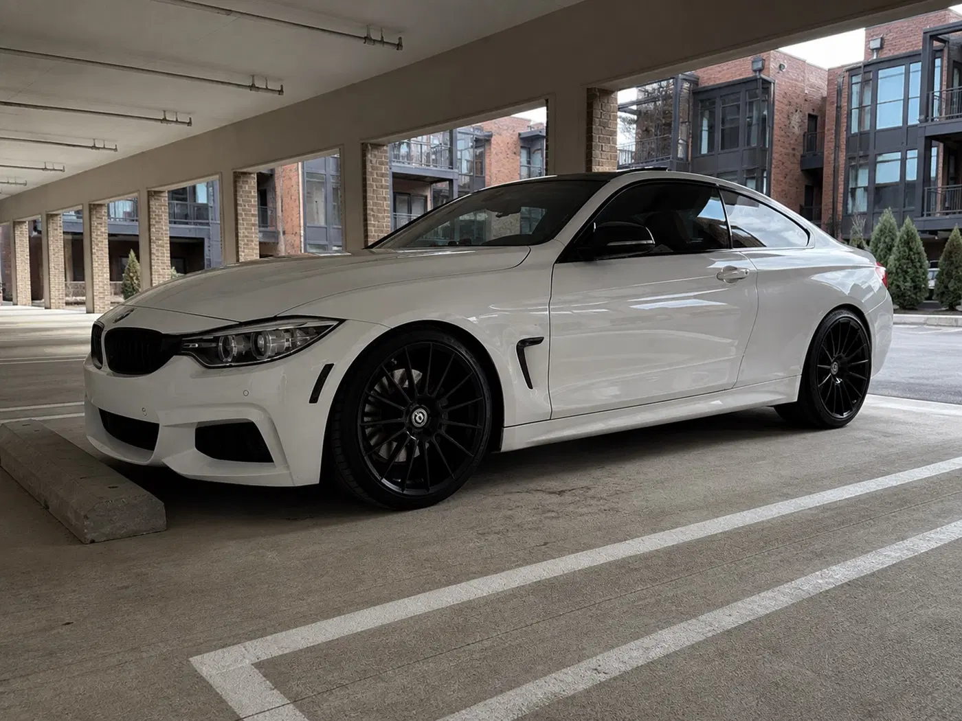 AI-generated view of a 2015 BMW 435i xDrive with HRE FF15 wheels