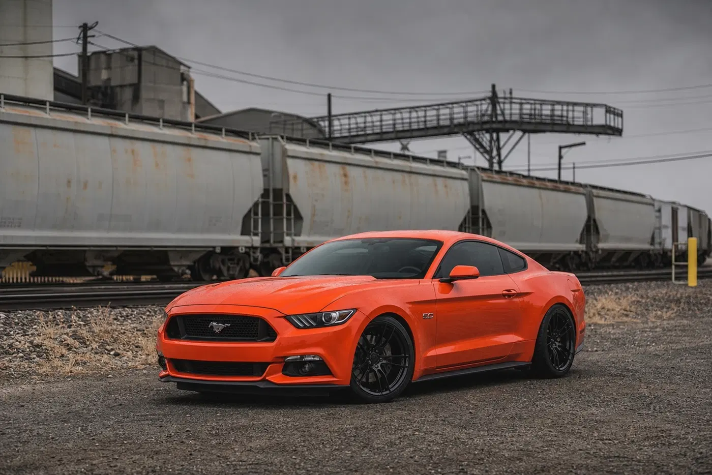 AI-generated view of a 2015 Ford Mustang GT 5.0 with P51 Wheels N/A wheels