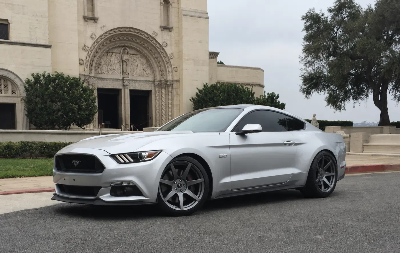 AI-generated view of a 2015 Ford Mustang GT Premium Performance Pack with Project 6GR N/A wheels