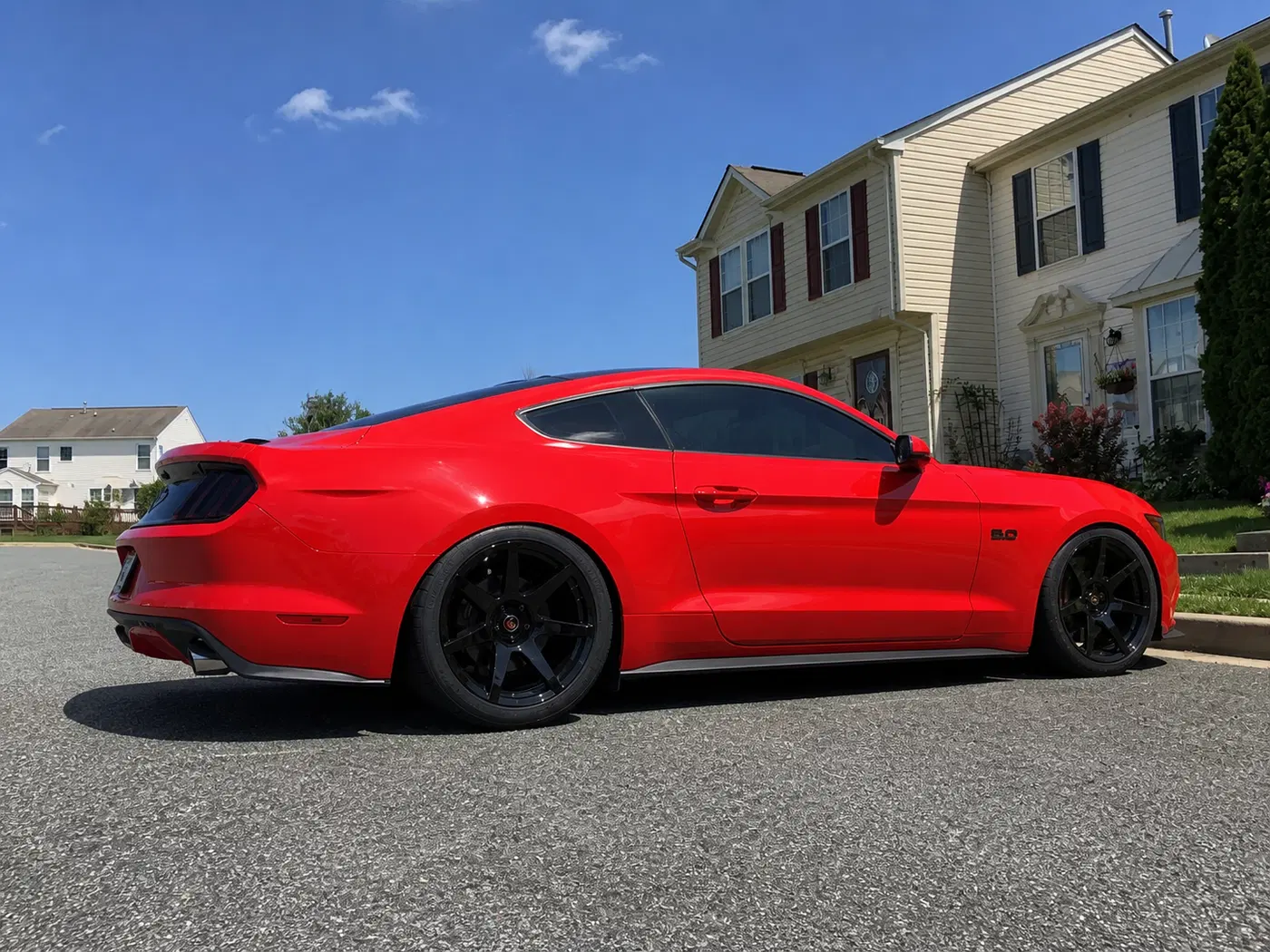 AI-generated view of a 2015 Ford Mustang GT with Project 6GR N/A wheels