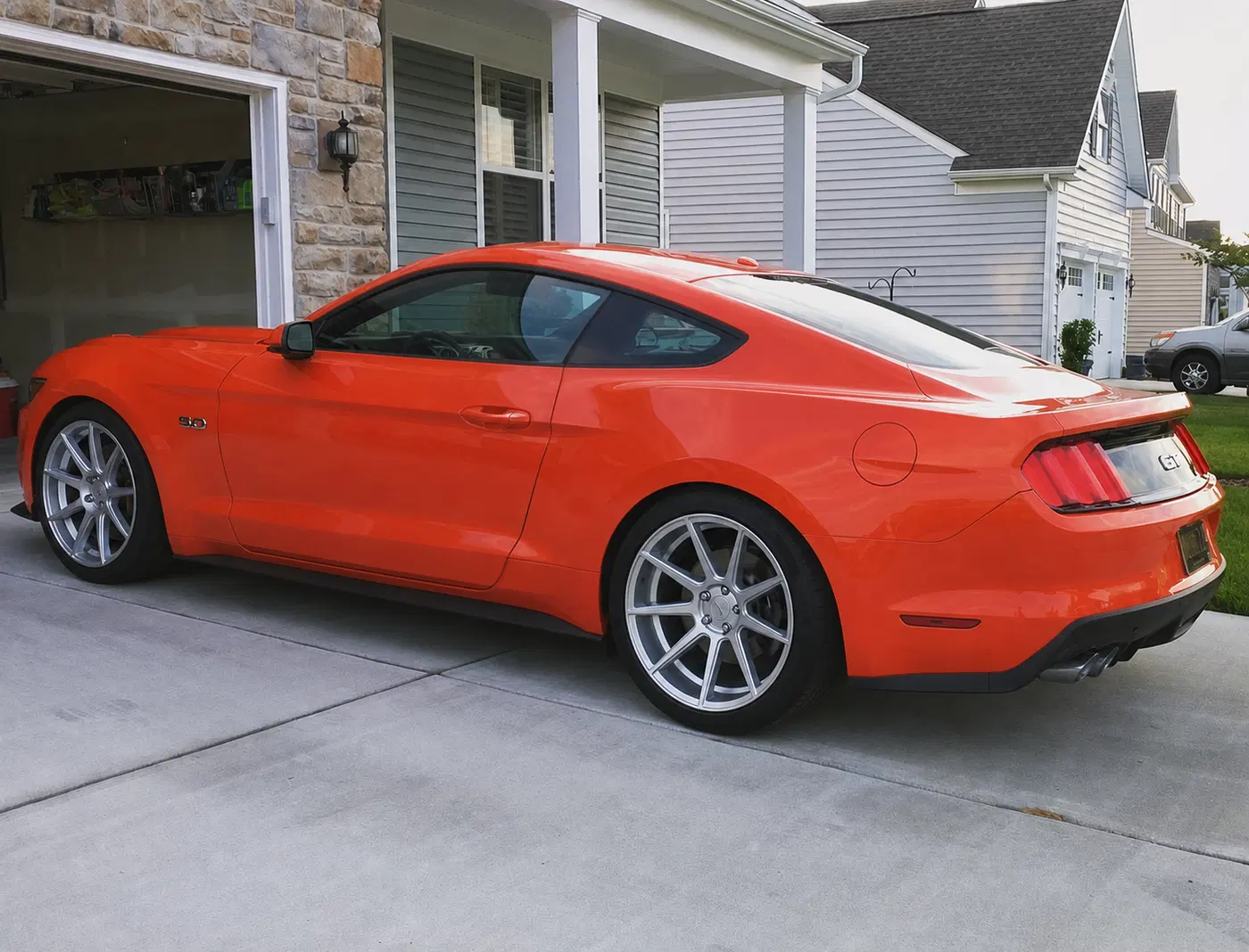 AI-generated view of a 2015 Ford Mustang GT Performance Pack with Velgen VMB9 wheels