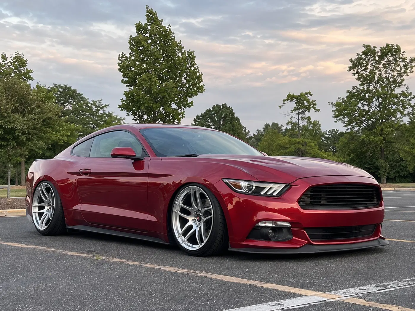 AI-generated view of a 2015 Ford Mustang GT Performance Package Fastback with Work Emotion Kiwami wheels
