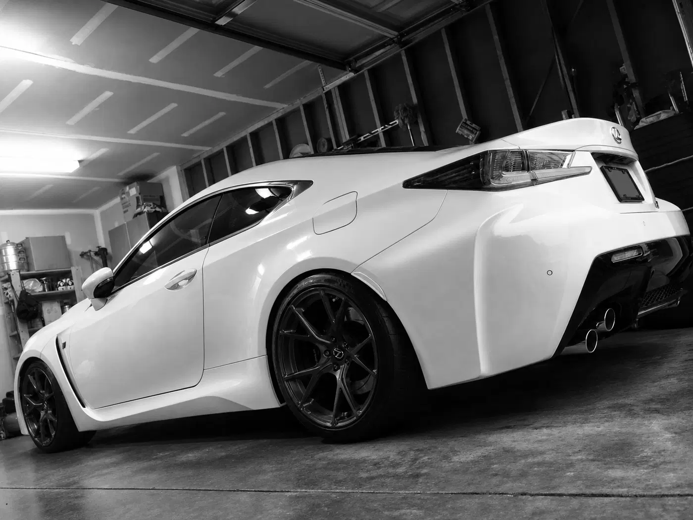 AI-generated view of a 2015 Lexus RC F with Velos S3 wheels