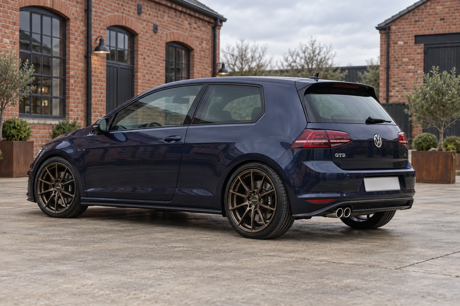 AI-generated view of a 2015 Volkswagen Golf GTD with Neuspeed RSe10 wheels