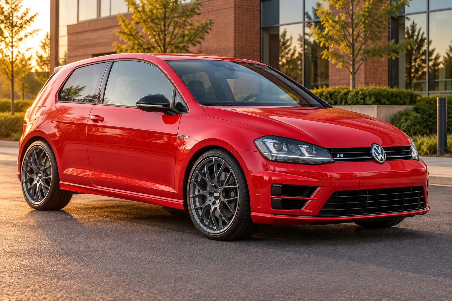 AI-generated view of 2015 Volkswagen Golf R on BBS CH-R