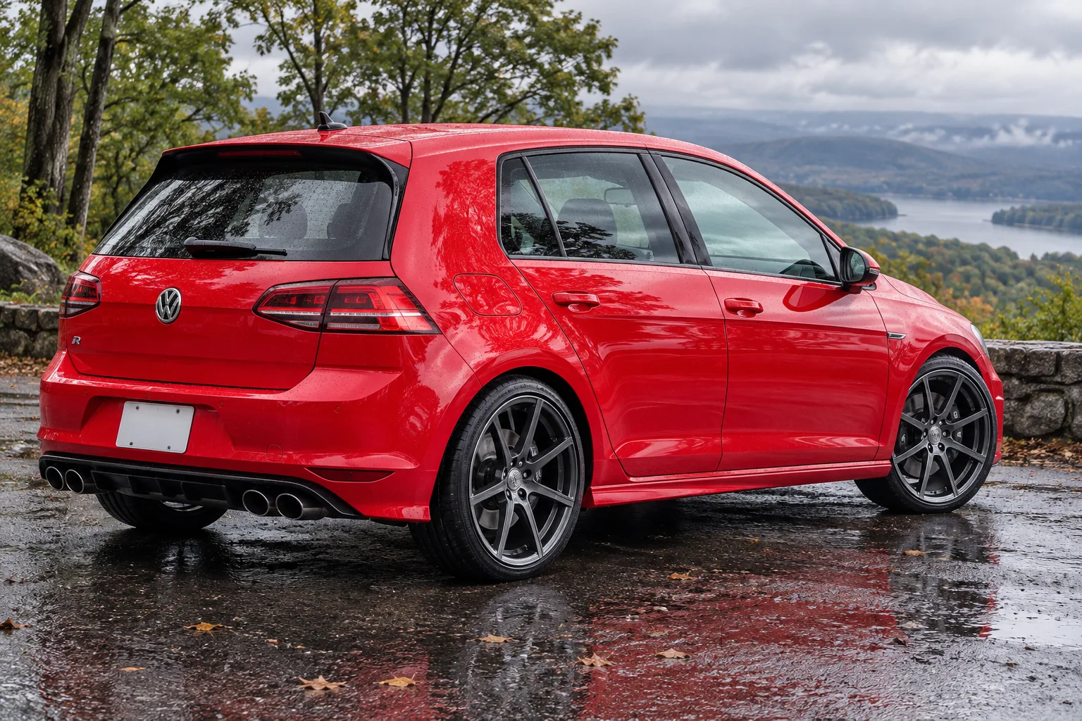 AI-generated view of a 2015 Volkswagen Golf R with Ispiri ISR8 wheels