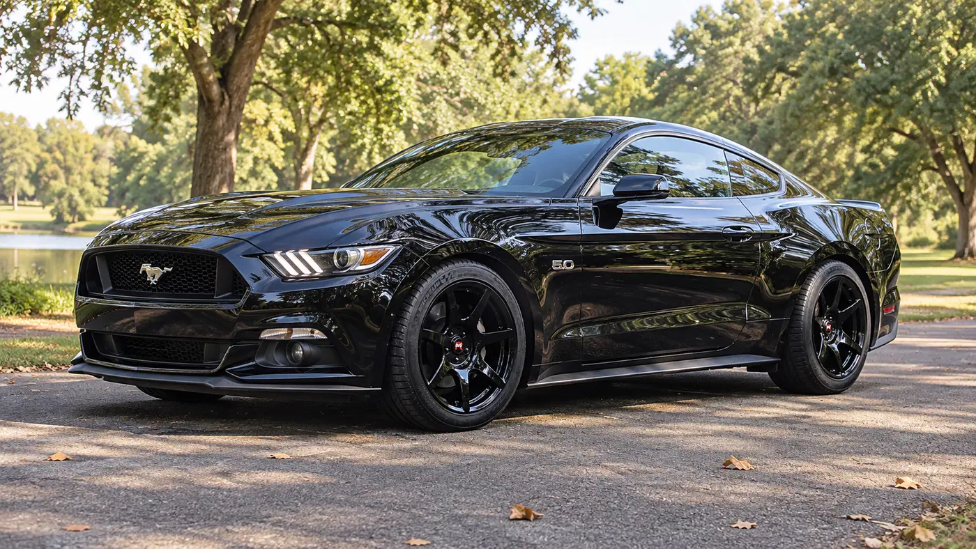 AI-generated view of a 2016 Ford Mustang GT Premium with SVE R350 wheels