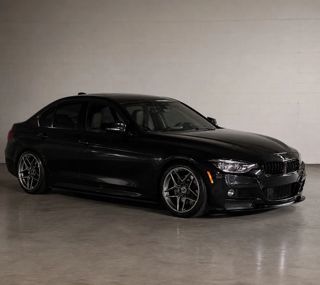 AI-generated view of a 2016 BMW 340i with HRE FF11 wheels