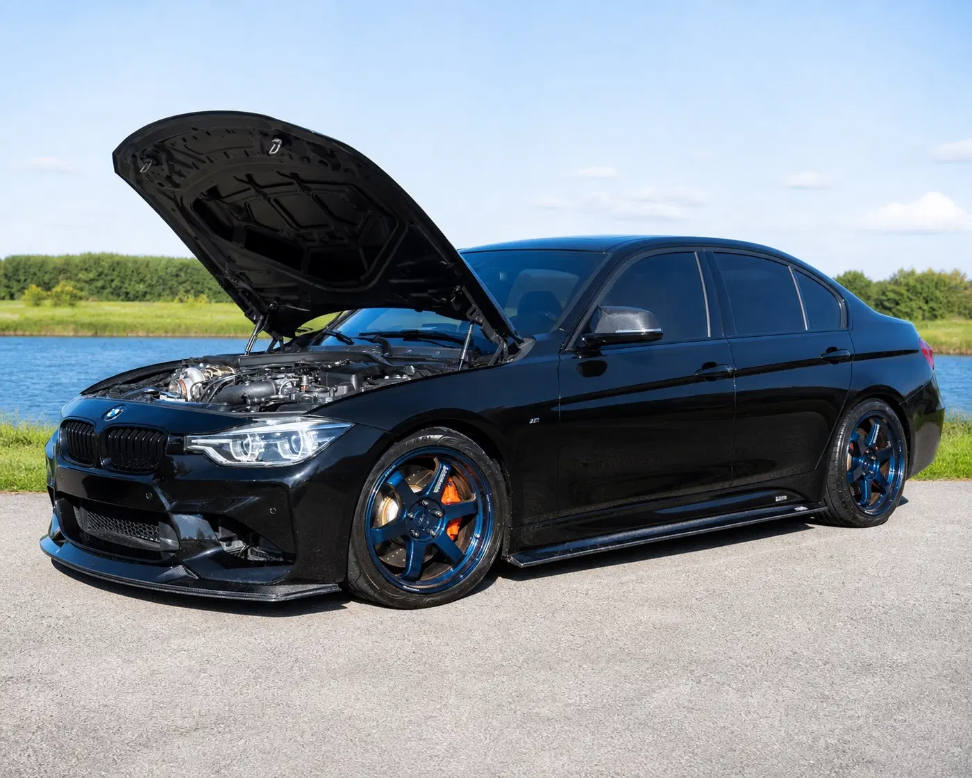 AI-generated view of a 2016 BMW 340i with Volk Racing TE37 Ultra M-spec wheels