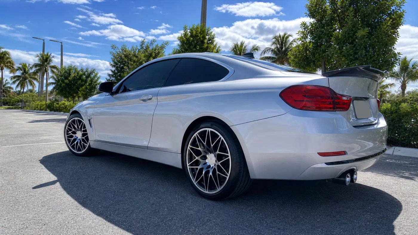 AI-generated view of a 2016 BMW 428i with Alzor Style 758 wheels