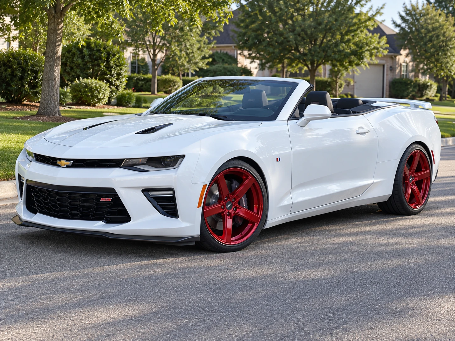 AI-generated view of a 2016 Chevrolet Camaro 2SS Convertible with AR Blockhead wheels