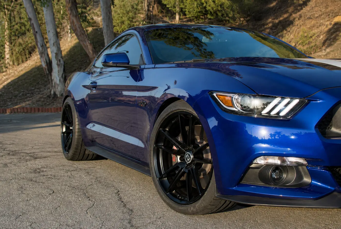 AI-generated view of a 2016 Ford Mustang GT Performance Pack with HRE FF04 wheels
