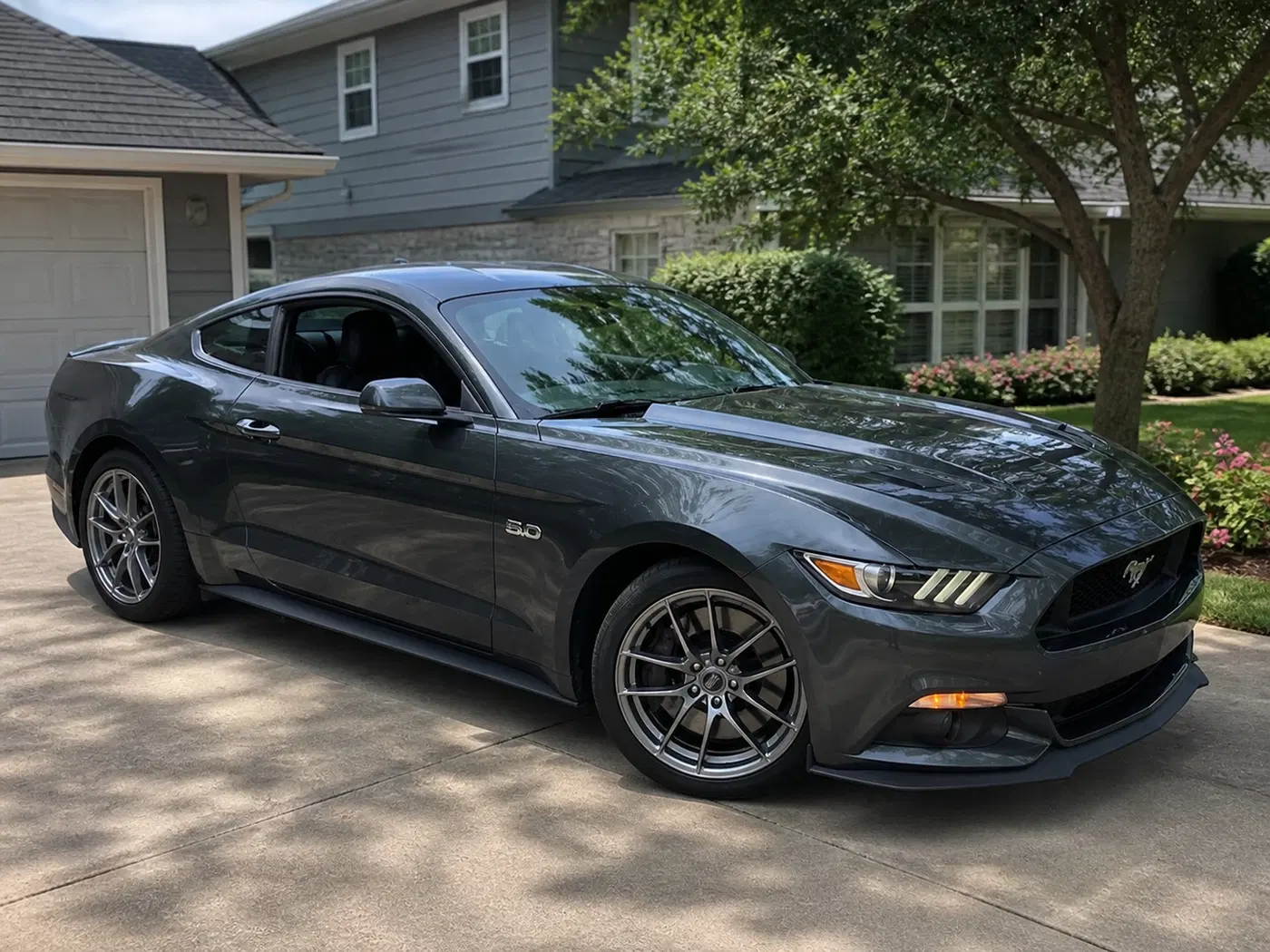 AI-generated view of 2016 Ford Mustang GT on OZ Racing Leggera HLT