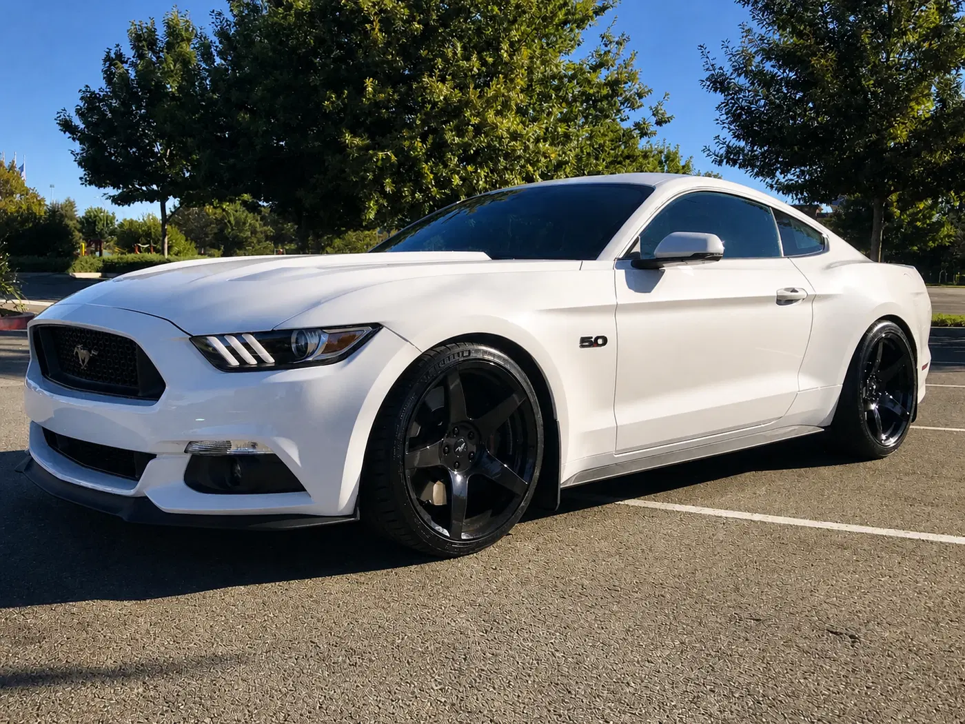 AI-generated view of a 2016 Ford Mustang GT Premium Performance Pack with Project 6GR Fives wheels