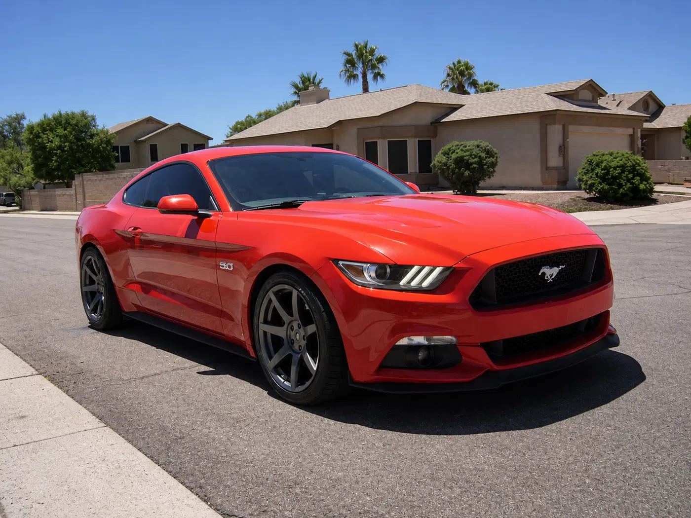 AI-generated view of a 2016 Ford Mustang GT Performance Pack with Project 6GR N/A wheels