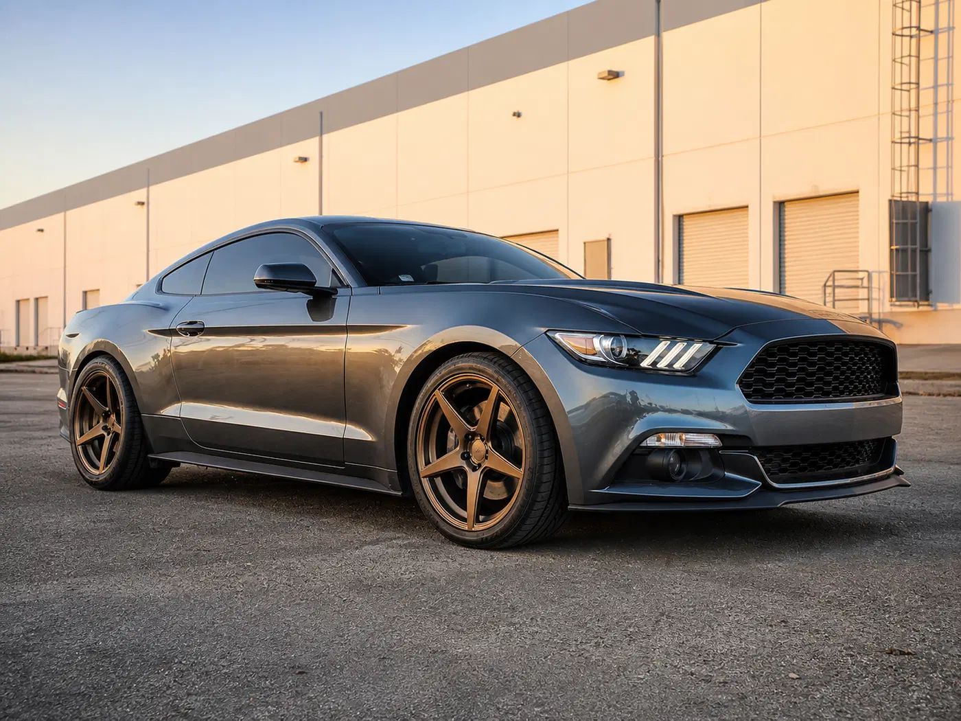 AI-generated view of a 2016 Ford Mustang EcoBoost Premium with Velgen Classic5 wheels