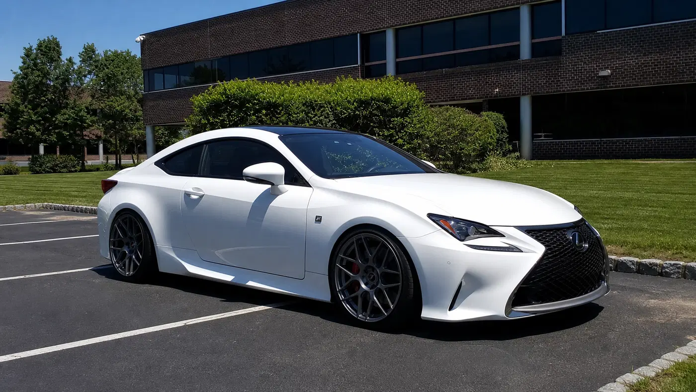 AI-generated view of a 2016 Lexus RC 300 AWD F Sport with HRE FF01 wheels