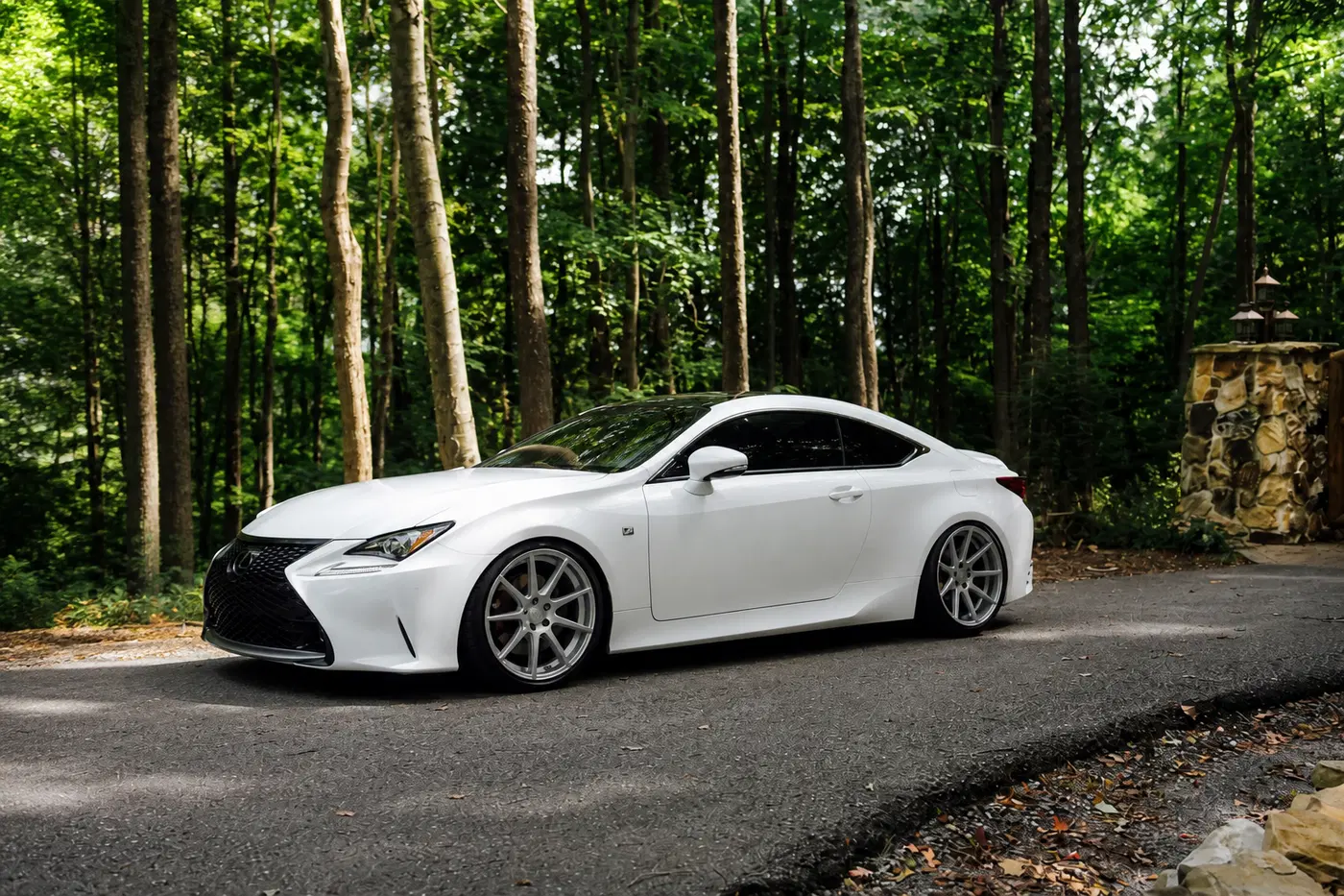 AI-generated view of a 2016 Lexus RC 350 F AWD with Velgen Wheels VMB9 wheels