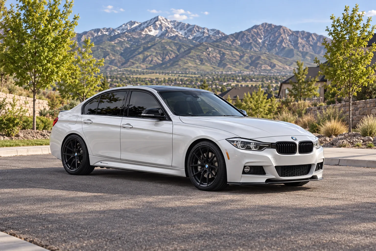 AI-generated view of a 2017 BMW 340i xDrive with Aodhan AFF7 wheels