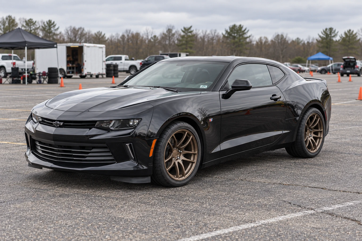 AI-generated view of a 2017 Chevrolet Camaro 2.0T with Vordoven Forme 9 wheels