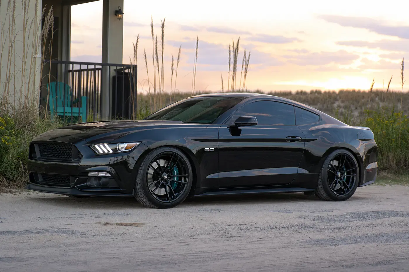 AI-generated view of a 2017 Ford Mustang GT Performance Pack with P51 Wheels 101RF wheels