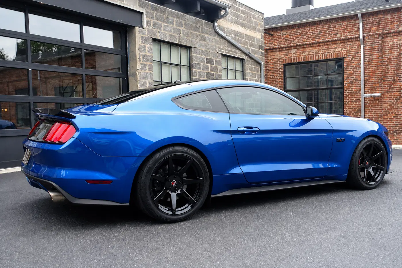AI-generated view of a 2017 Ford Mustang GT Performance Pack with Project 6GR Seven wheels
