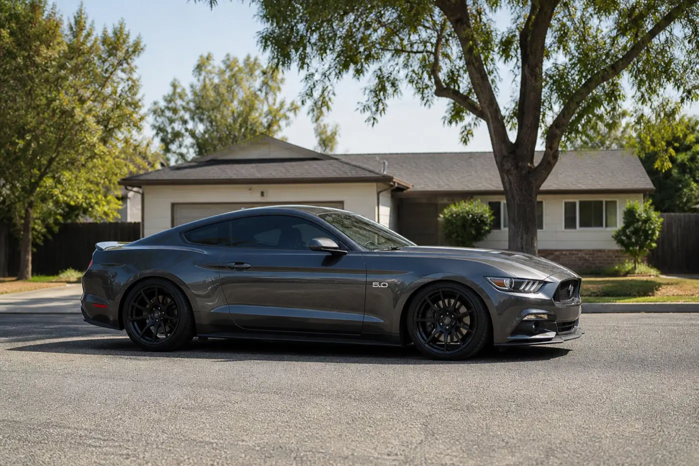 AI-generated view of a 2017 Ford Mustang GT with Project 6GR Seven wheels