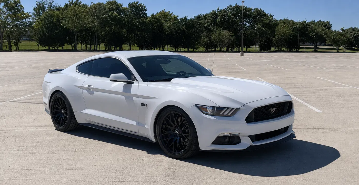 AI-generated view of a 2017 Ford Mustang GT with SVE Drift wheels