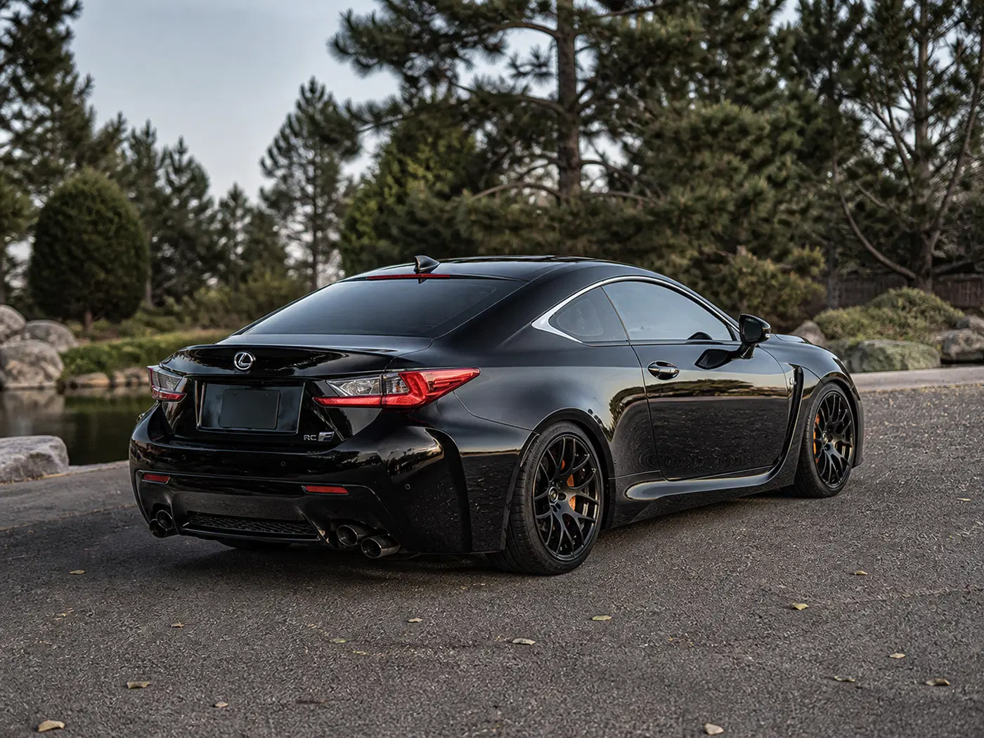 AI-generated view of a 2017 Lexus RC F with VMR V710FF wheels