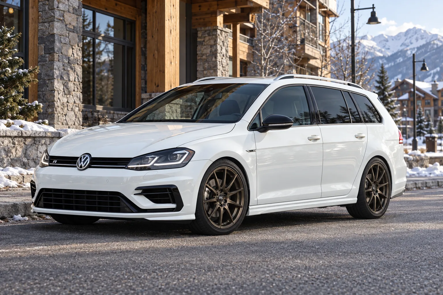 AI-generated view of a 2017 Volkswagen Golf R Estate with Neuspeed RSe10 wheels