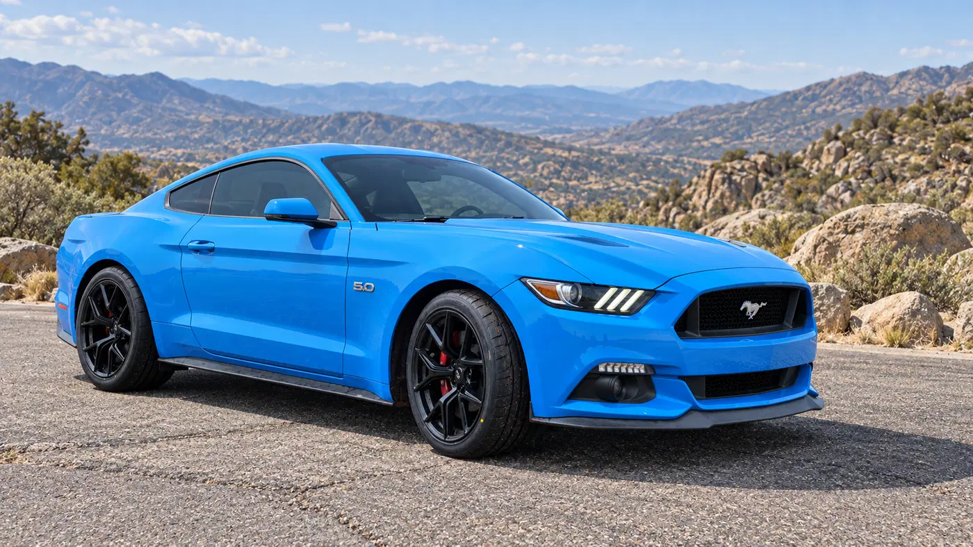 AI-generated view of a 2017 Ford Mustang GT Premium Performance Package with SVE SP2 wheels