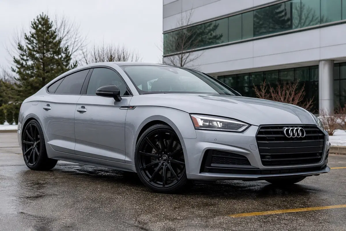 AI-generated view of a 2018 Audi A5 Sportback with Braelin BR10 wheels