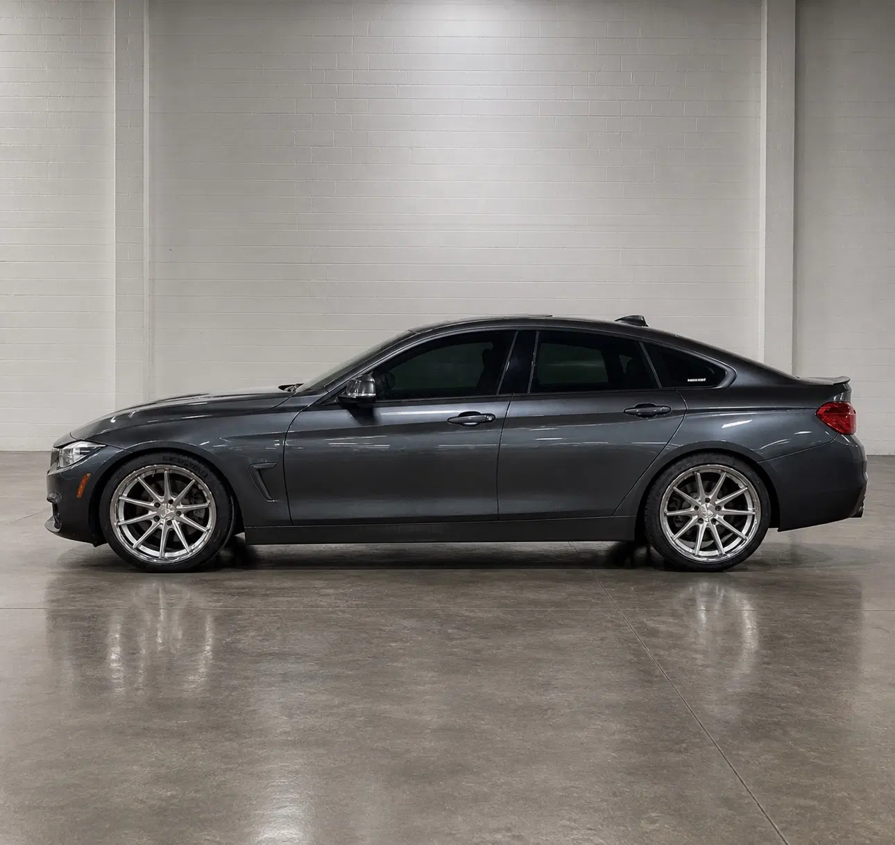 AI-generated view of a 2018 BMW 430i Gran Coupe with Ferrada N/A wheels