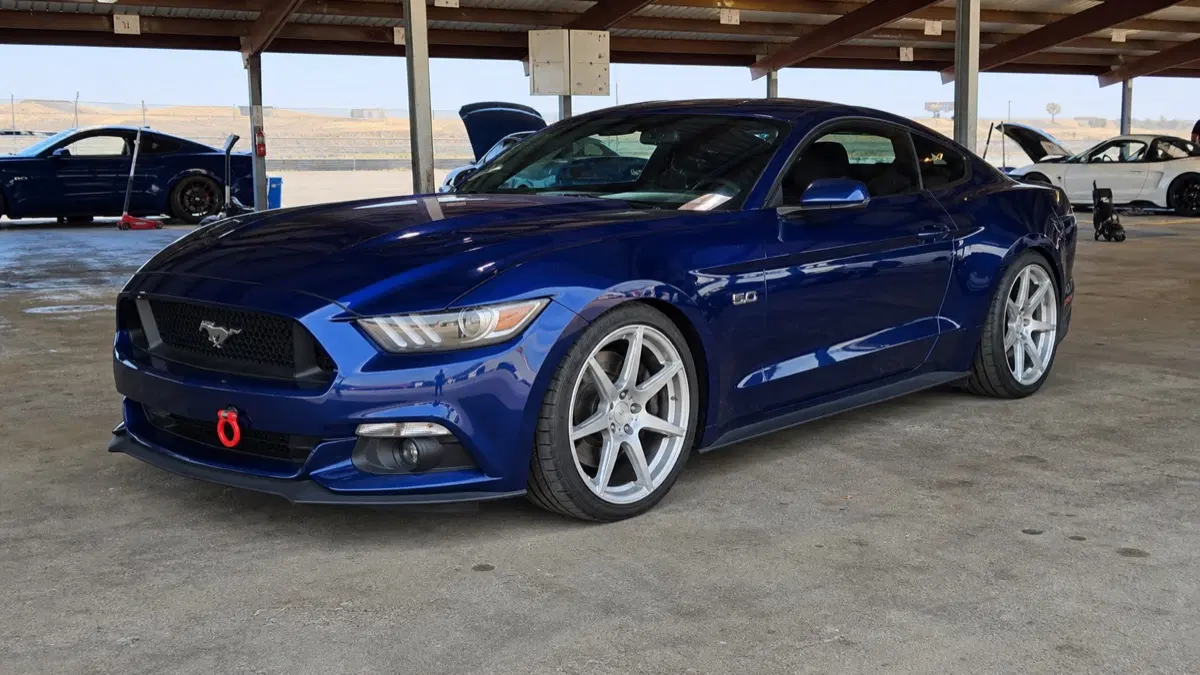 AI-generated view of a 2018 Ford Mustang GT Premium with RTR Tech 7 wheels