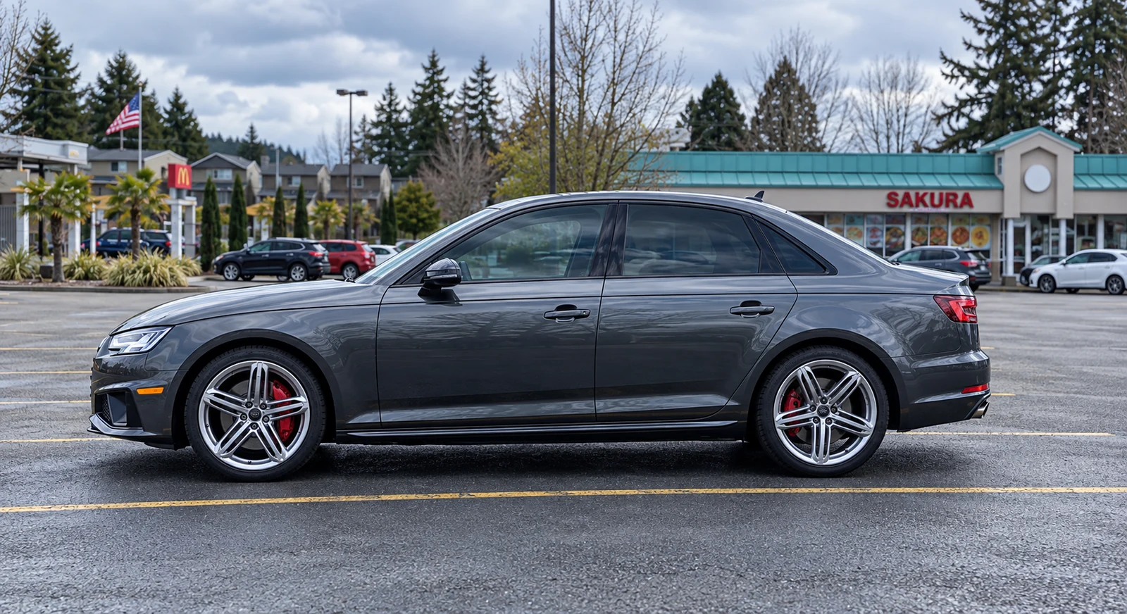 AI-generated view of a 2019 Audi S4 with Audi B8 Peeler wheels