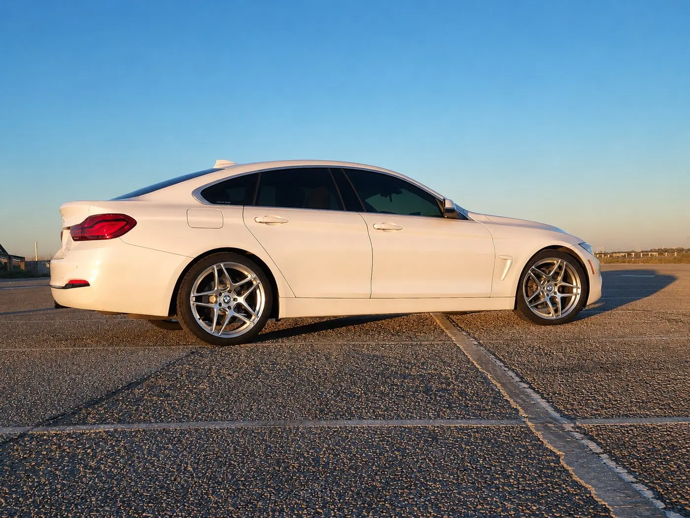 AI-generated view of a 2019 BMW 430i Gran Coupe with Kansei Astros wheels