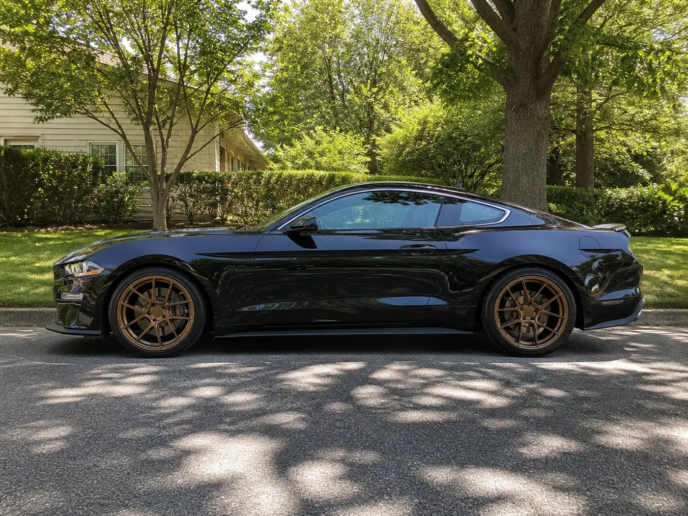 AI-generated view of a 2019 Ford Mustang GT PP2 with Ferrada FR8 wheels