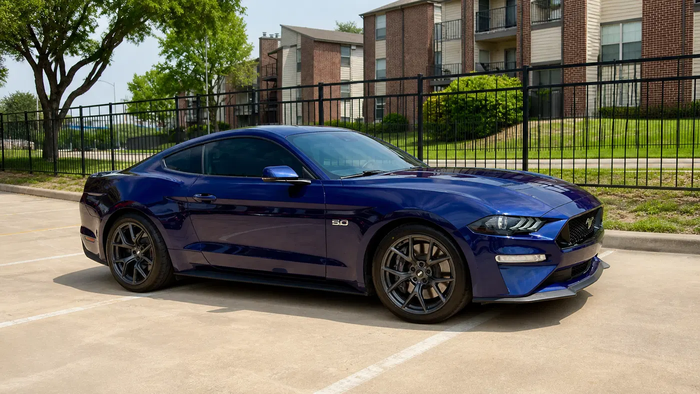 AI-generated view of a 2019 Ford Mustang GT Performance Pack 1 with SVE SP2 wheels