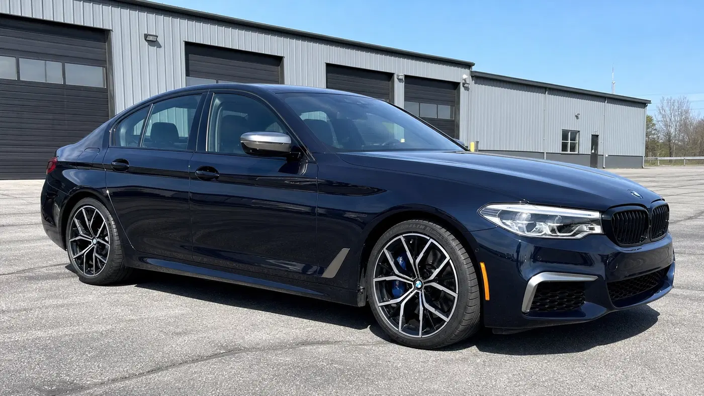 AI-generated view of a 2020 BMW M550i with BMW 845M wheels