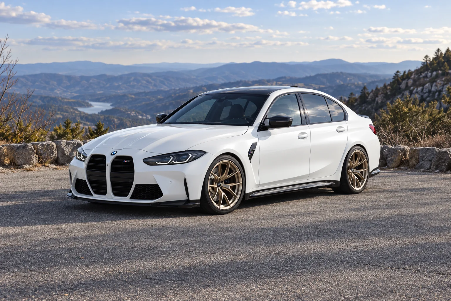 AI-generated view of a 2021 BMW M3 Competition with APEX VS-5RS wheels